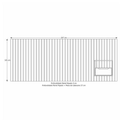 Imagem de Cabeceira King Maracá com 01 Mesa de Cabeceira e LED JB