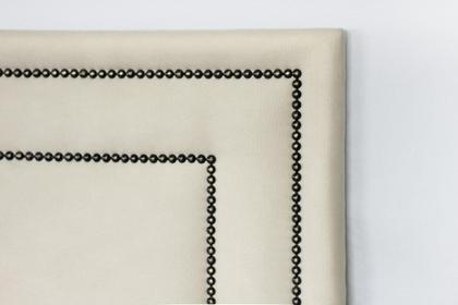 Imagem de Cabeceira King Reta Luxo Dupla 193x60 Suede Off White - Tachas Fumê