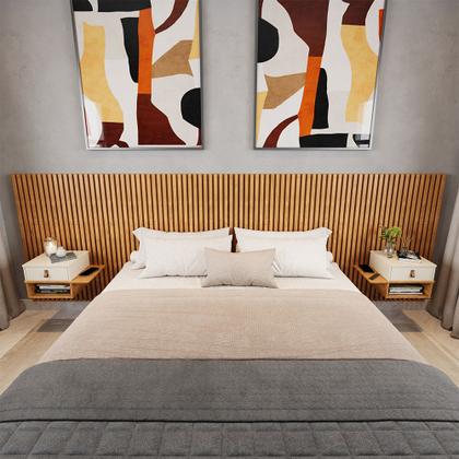 Imagem de Cabeceira King Ripada Quarto Manila 2 Mesas com Gaveta