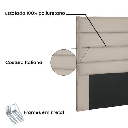 Imagem de Cabeceira La Italiana Para Cama Box King 195 cm Suede Bege S04 - D'Rossi
