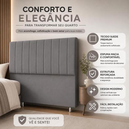 Imagem de Cabeceira Luxo Estofada Cama Box Queen Carla 160cm