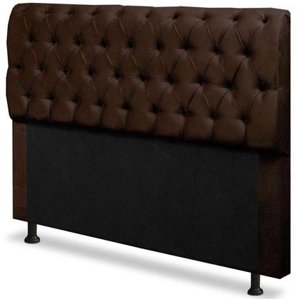 Imagem de Cabeceira Mais Calçadeira Baú Casal King 195cm Para Cama Box Paris Suede Marrom - DS Móveis