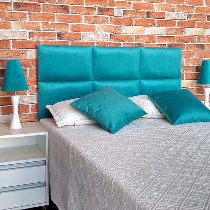 Imagem de Cabeceira Módena H6 Azul Turquesa Suede Liso Queen 160 X 60