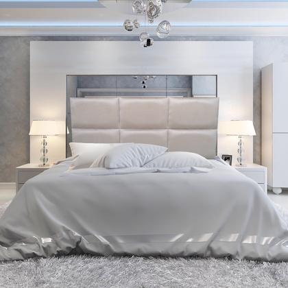 Imagem de Cabeceira Módena H6 Bege Suede Liso Queen 160 X 120 Cm