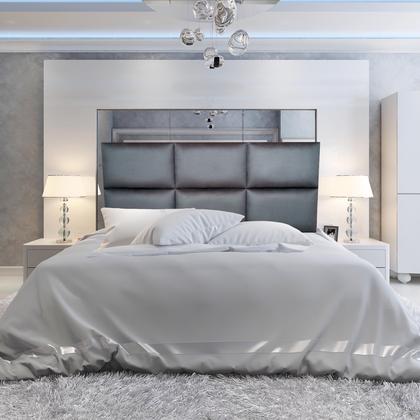 Imagem de Cabeceira Módena H6 Cinza Suede Liso Queen 160 X 120 Cm