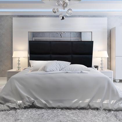 Imagem de Cabeceira Módena H6 Preto Suede Liso King 195 X 120 Cm