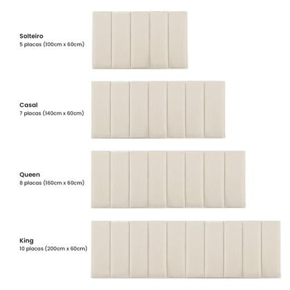 Imagem de Cabeceira Modulada Adesiva Estofada Carla Solteiro - Kit 5 Placas