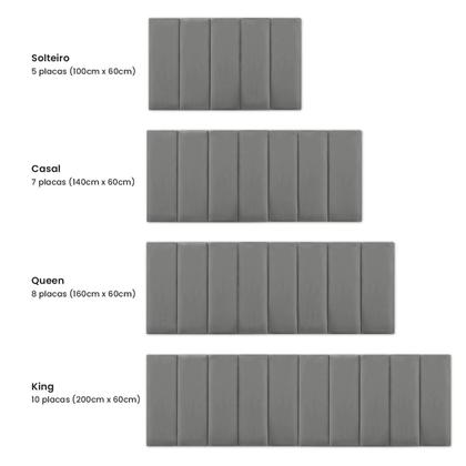 Imagem de Cabeceira Modulada Adesiva Estofada Carla Solteiro - Kit 5 Placas
