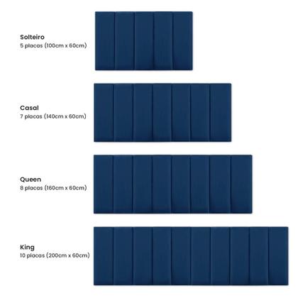 Imagem de Cabeceira Modulada Adesiva Estofada Carla Solteiro - Kit 5 Placas