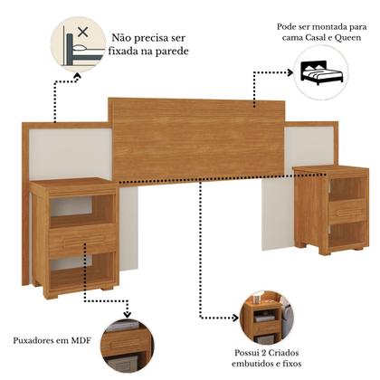 Imagem de Cabeceira Modular Ajustável Para Cama Queen E Casal Com Criados Inclusos