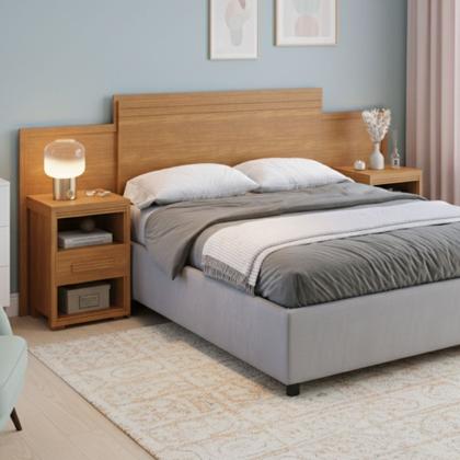 Imagem de Cabeceira Modular Ajustável Para Cama Queen E Casal Com Criados Inclusos