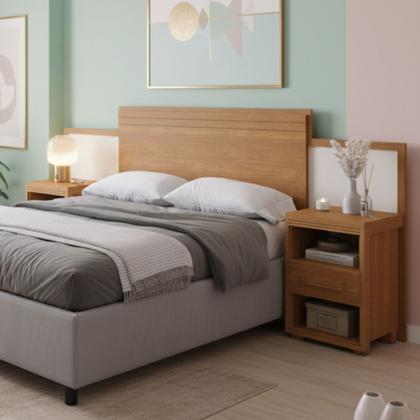 Imagem de Cabeceira Modular Ajustável Para Cama Queen E Casal Com Criados Inclusos