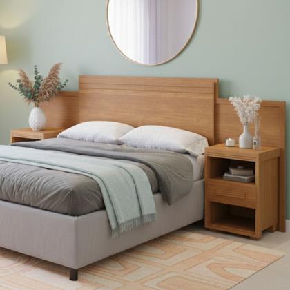 Imagem de Cabeceira Modular Ajustável Para Cama Queen E Casal Com Criados Inclusos