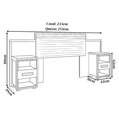 Imagem de Cabeceira Modular Ajustável Para Cama Queen E Casal Com Criados Inclusos
