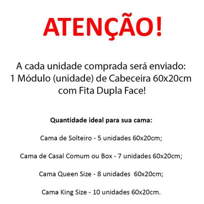 Imagem de Cabeceira Modular Estofada Sued 60x20cm Retangular Unitária Montável Diversos Modelos