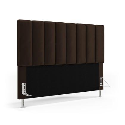 Imagem de Cabeceira Nashira e Calçadeira Baú Navi 160 para Cama Queen N-027 Veludo Marrom Chocolate Aradecor
