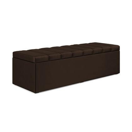 Imagem de Cabeceira Nashira e Calçadeira Baú Navi 160 para Cama Queen N-027 Veludo Marrom Chocolate Aradecor