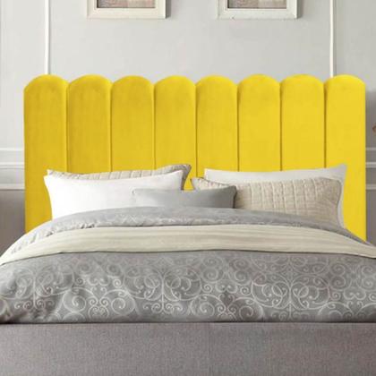 Imagem de Cabeceira Nuvem Cama Box Solteiro 90cm Alanis Suede Amarelo