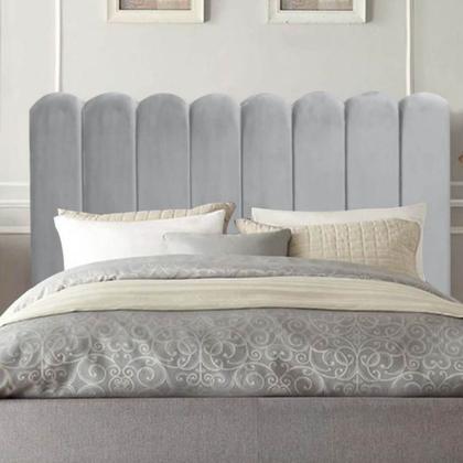Imagem de Cabeceira Nuvem Cama Solteiro 90 cm Alanis Suede Cinza Claro
