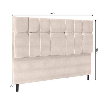 Imagem de Cabeceira Opala Bege Estofada para Cama Box Casal King Size 195Cm Quarto Luxo JBE Móveis