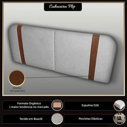 Imagem de Cabeceira Orgânica Dobrável 140cm Casal Painél Para Cama Box Bouclé Flip