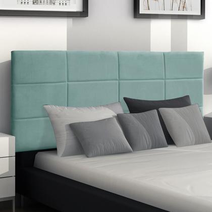 Imagem de Cabeceira Painel Raissa 138Cm P/ Cama Box Suede Azul Tiffany