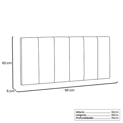 Imagem de Cabeceira Painel Solteiro 0,90m Ravenna Suede Bege - Pallazio