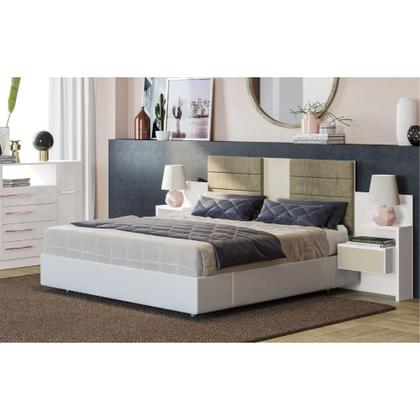 Imagem de Cabeceira para Box Casal/Queen 263cm 2 Gavetas com Mesas de Apoio Complet Kappesberg - Branco