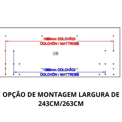 Imagem de Cabeceira para Box Casal/Queen 263cm 2 Gavetas com Mesas de Apoio Complet Kappesberg - Nogueira