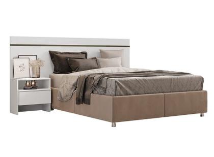 Imagem de Cabeceira para Cama Box Casal com 1 Mesa de Cabeceira - Volga-Branco - Móveis Novo Horizonte