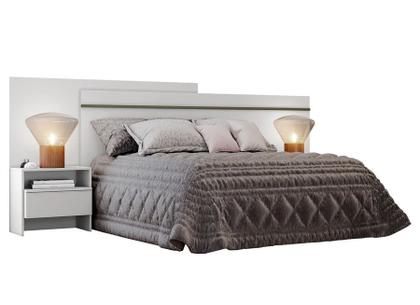 Imagem de Cabeceira para Cama Box Casal com 2 Mesas de Cabeceira - Prime-Branco - Móveis Novo Horizonte