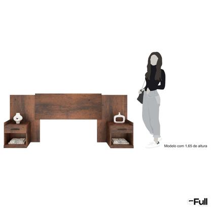 Imagem de Cabeceira para Cama Box Casal Com 2 Mesas de Canto Café