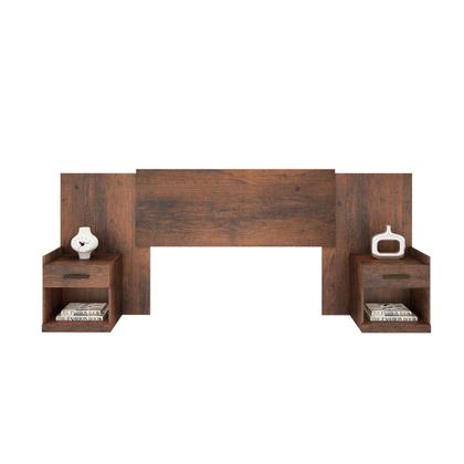 Imagem de Cabeceira para Cama Box Casal Com 2 Mesas de Canto Café