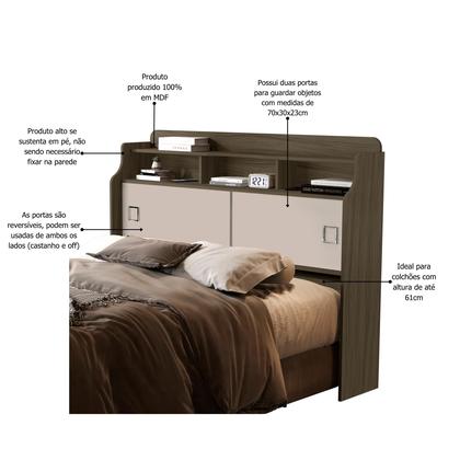 Imagem de Cabeceira Para Cama Box Casal Jessica 1.40m Quarto Design Luxuoso Com 2 Portas e Nicho Moderno