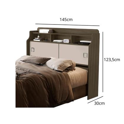 Imagem de Cabeceira Para Cama Box Casal Jessica 1.40m Quarto Design Luxuoso Com 2 Portas e Nicho Moderno