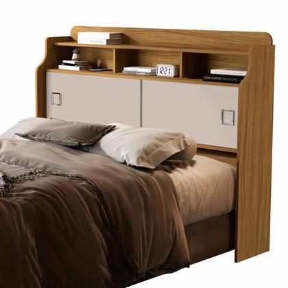 Imagem de Cabeceira Para Cama Box Casal Jessica 1.40m Quarto Design Luxuoso Com 2 Portas e Nicho Moderno