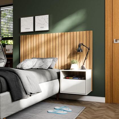 Imagem de Cabeceira Para Cama Box Com Efeito Ripado 3d Cross Solteiro 90x60cm Freijó - Movelove