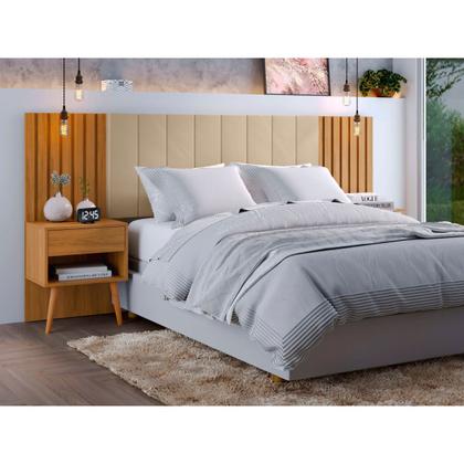 Cabeceira Para Cama Box de Casal e Queen Extensível com Mesa de Cabeceira e Capitonê Camaru - Zara - Robel Móveis - Cabeceiras Robel Móveis Imagem de Cabeceira Para Cama Box de Casal e Queen Extensível com Mesa de Cabeceira e Capitonê Camaru - Zara - Robel Móveis