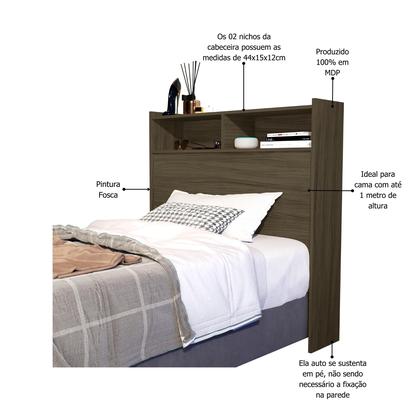 Imagem de Cabeceira Para Cama Box de Solteiro 0,90 Melissa com Nichos e prateleiras Moderna compacta