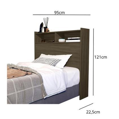 Imagem de Cabeceira Para Cama Box de Solteiro 0,90 Melissa com Nichos e prateleiras Moderna compacta