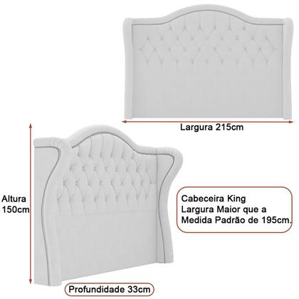 Imagem de Cabeceira para Cama Box King 215cm Dorian Linho Cinza - Sallar Home