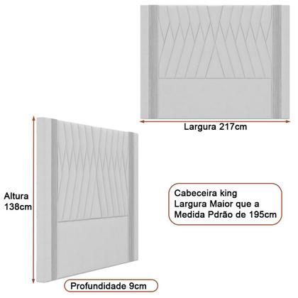 Imagem de Cabeceira para Cama Box King 217cm Pierre Linho Bege - Sallar Home