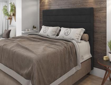 Imagem de Cabeceira Para Cama Box Napoli Solteiro 0,90cm Suede Preto - FdECOR