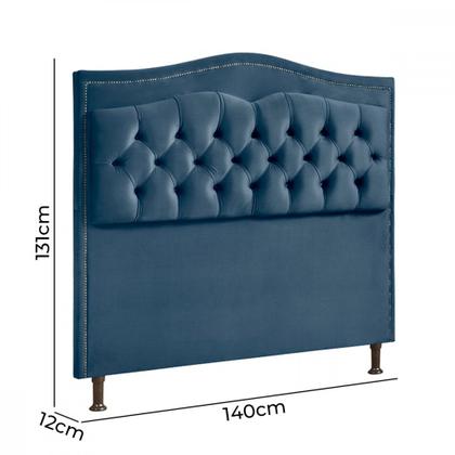 Imagem de Cabeceira Para Cama Casal 140cm Holanda Veludo Azul