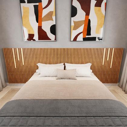 Imagem de Cabeceira Para Cama Casal e Queen Ripada Quarto Manila e LED