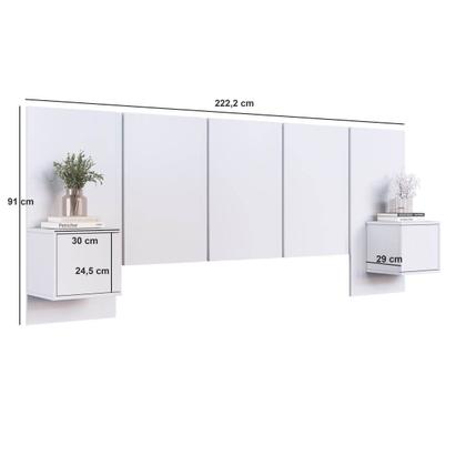 Imagem de Cabeceira para Cama de Casal com Mesas de Cabeceira Zurique PL1160 Art in Móveis