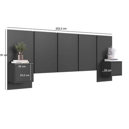 Imagem de Cabeceira para Cama de Casal com Mesas de Cabeceira Zurique PL1160 Art in Móveis