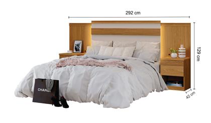 Imagem de Cabeceira para Cama de Casal Extensível Casal / Queen / King com 2 mesa de Cabeceira 100% MDF Granada