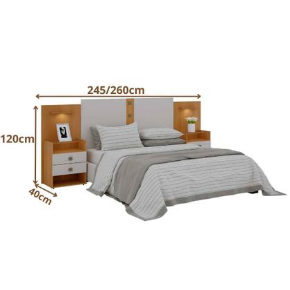 Imagem de Cabeceira para Cama de Casal ou Queen Rubi com 2 Mesas de Cabeceira 100 MDF D Doro Móveis