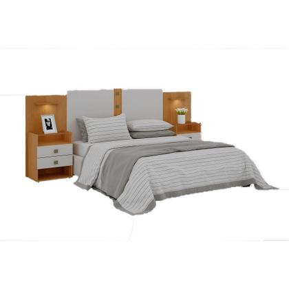 Imagem de Cabeceira para Cama de Casal ou Queen Rubi com 2 Mesas de Cabeceira 100 MDF D Doro Móveis